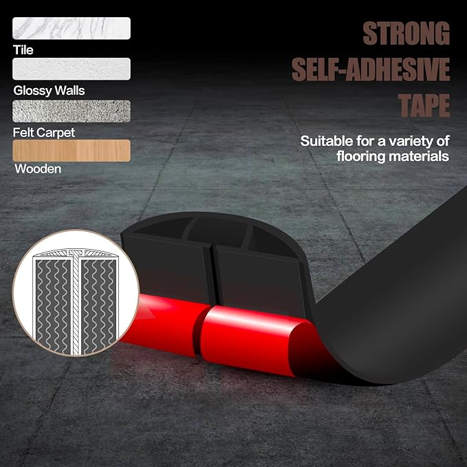 Floor Cord Cover Self Adhesive Cord Hider,3.3FT Cable Management, Extension Strip Protector for Wires, Prevent Cable Trips for Offices, Gyms, Exhibitions Cavity:0.47"(W) x 0.35"(H) Black