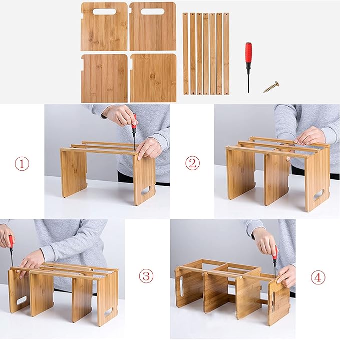 Desktop Bookshelf Expandable Desktop Organizer Counter Bookcase Desk Storage Organizer Display Shelf Rack for Office Supplies, Kitchen,Bathroom