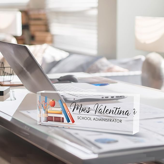 Custom Teacher Name Plate for Desk | Personalized Desk Acrylic Name Plate Office Accessories | Personalized Teacher Appreciation Gifts (C-For Teacher 1)