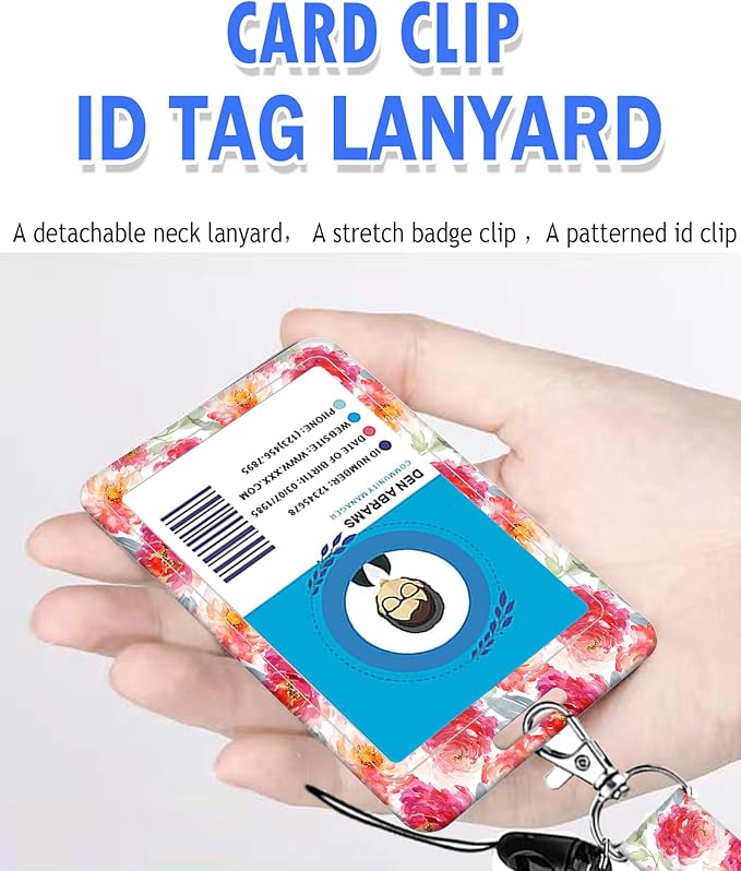BLOCIT Lanyards for ID Badges and Keys, Funny Badge Reel Retractable with Clip,ID Badge Holder with Breakaway Lanyard, Teacher Nurse Office Gifts（Watercolor Flower）