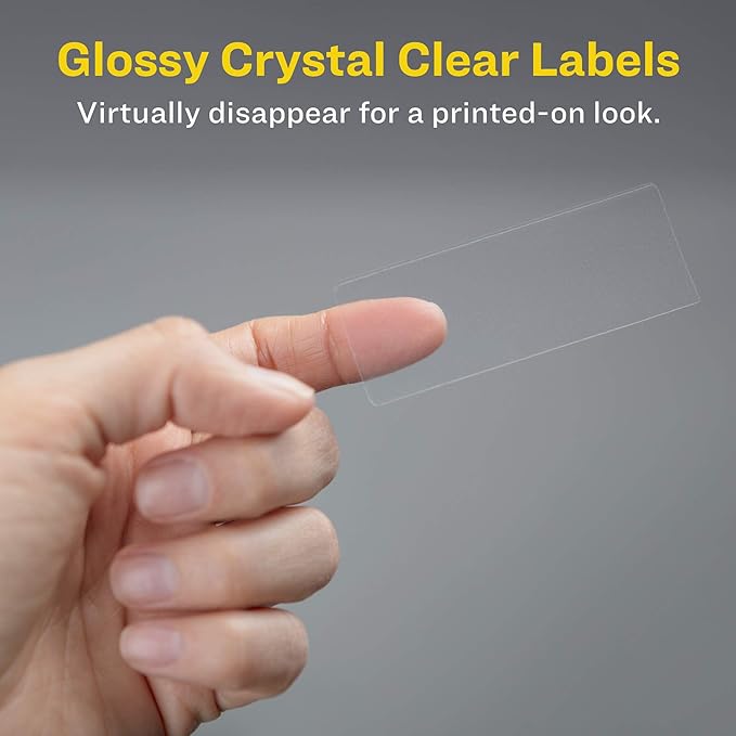 Avery Glossy Clear Address Labels, Sure Feed Technology, Laser/Inkjet, 1" x 2-5/8", 300 Labels, 5 Packs (6521)