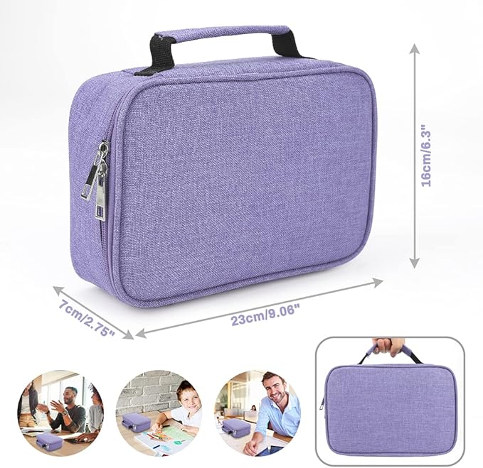 Large Capacity Pencil Case, 72 Slots Colored Pencil Pouch Bag Portable Pencil Holder Stationery Organizer with Compartments for Office and Travel, Purple