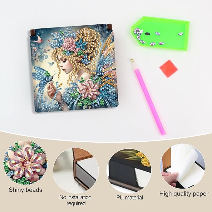 Girl Diamond Painting Kit Note Box,Memo Paper Storage Box Diamond Art,Sticky Note Holder Diamond Art,Diamond Painting Memo Pad For Office Desk. (Girl)
