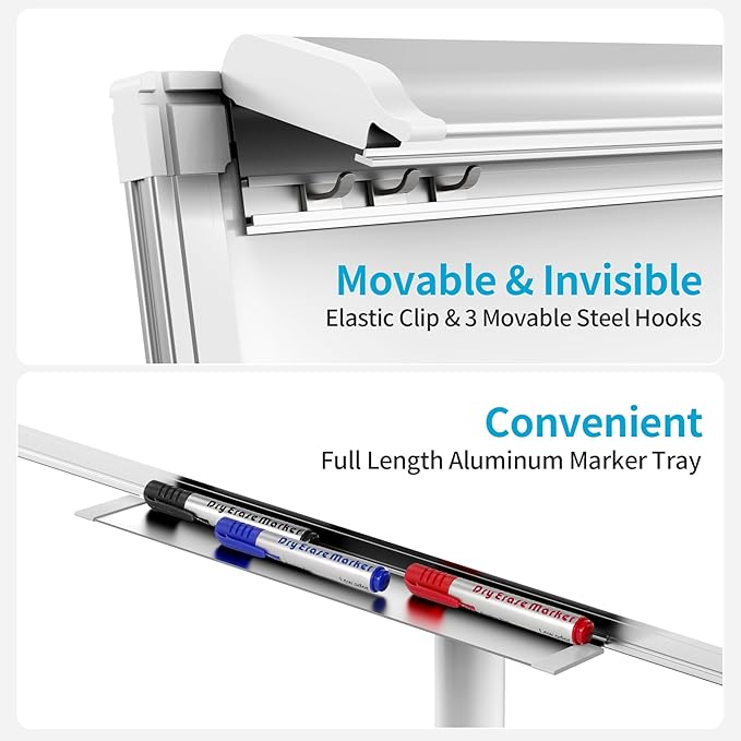 Mobile Dry Erase Board on Wheels 40 x 28 Inch-Magnetic Whiteboard Easel with Height Adjustable Stand - Rolling Presentation Board with Flipchart Paper Pad for Homeschool Teaching, Office, Workshops