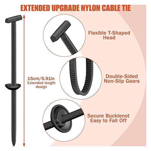 100 PCS 2026 New Upgrade Nylon Universal Cable Tie Buckle, with Clear Storage Box, Double-Sided Style Cable Tie Buckle, 5.91IN Extended Length Zip Tie for Car Repair (Fender, Bumper, Trunk Liner)