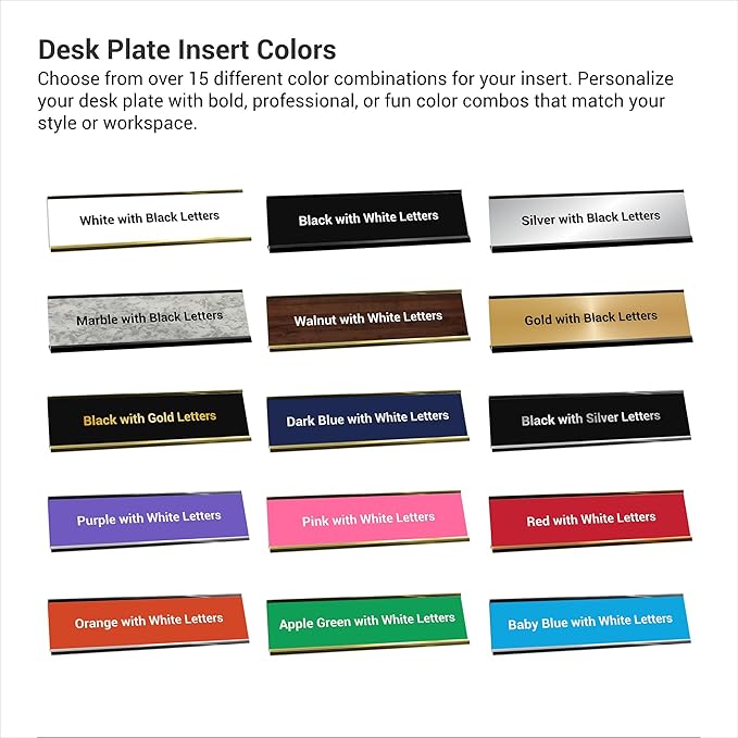 Custom Engraved Desk Plate | Personalized with your Name and Title | Perfect Decor for Office, Business, or Home | Multiple Font and Color Options | 2x8" or 2x10" (Black w/Silver Letters, 2x8")