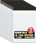 1InTheOffice Jr Legal Pads,Small Legal Notepads, 5" x 8", Narrow Ruled Note Pad, White, 50 Sheets/Pad, 12 Pads/Pack