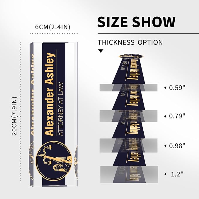 Custom Desk Name Plate Personalized, Acrylic Name Plates for Desk, Office Decor Personalized Gifts for Teacher Coworkers Boss Nurse (Lawyer)