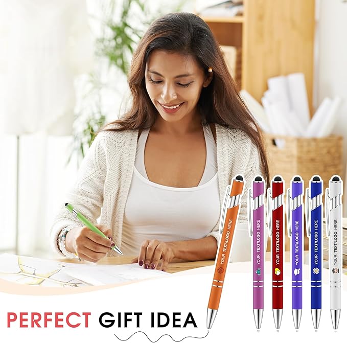 ENOMY Personalized Pens Bulk Free Engraved with Logo/Name/Message Black Ink Custom Pens Customized Stylus Ballpoint Pens Ideal Gifts for Business Anniversary (100)