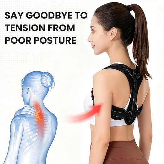 Posture Corrector for Men and Women, Adjustable Back Brace Straightener, Breathable Shoulder, Neck, Clavicle & Mid-Back Support, Relieve Slouching, Hunching, and Back Pain,One Size
