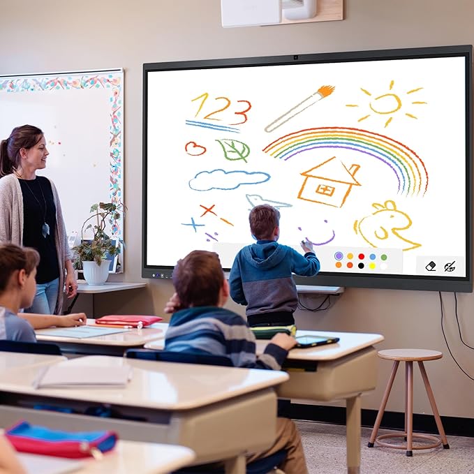 Smart Board,55" Smart Board for Classroom Office Home, 4K UHD Touch Screen Open Dual System Smart Whiteboard,Digital whiteboard with 48MP HD Camera(Board+Wall Mount Included)