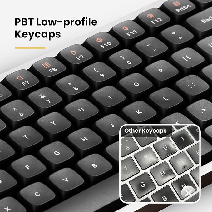 LOFREE Flow84 Low Profile Mechanical Keyboard, 75 Percent Rechargeable Wireless Keyboards with Bluetooth and Wired Connection for Windows, Mac OS/Black Phantom Tactile Switches