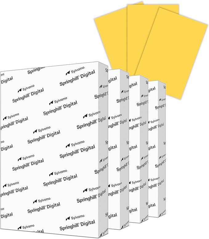 Springhill 11” x 17” Goldenrod Colored Cardstock Paper, 67lb Vellum Bristol, 147gsm, 1000 Sheets (4 Reams) – Premium Lightweight Cardstock, Vellum Printer Paper with Textured Finish – 086004C