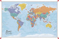 Personalized Canvas Rolled Poster World Map Wall Art with Pins – Large 24" x 36" Blue Oceans Map of the World – Push Pin Travel Decor for Home or Office