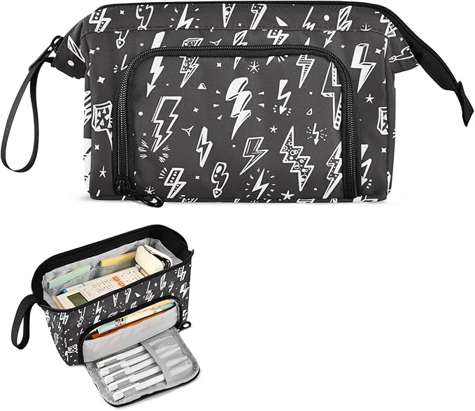 Lightning Pencil Case Pouch Big Capacity Pencil Bag Box Organizer Pen Case with Zipper Pencil Cases for Teen Girls Boy College Women School