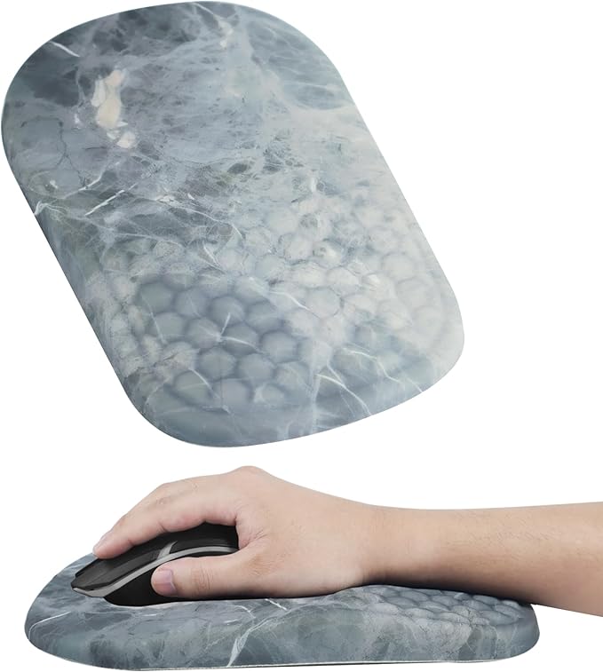 Ergonomic Mouse Pad with Wrist Support, Comfortable Memory Foam Mousepad with Massage Design and Non-Slip PU Base, Wrist Rest Mouse Pad for Office and Home, 12x8 Inch