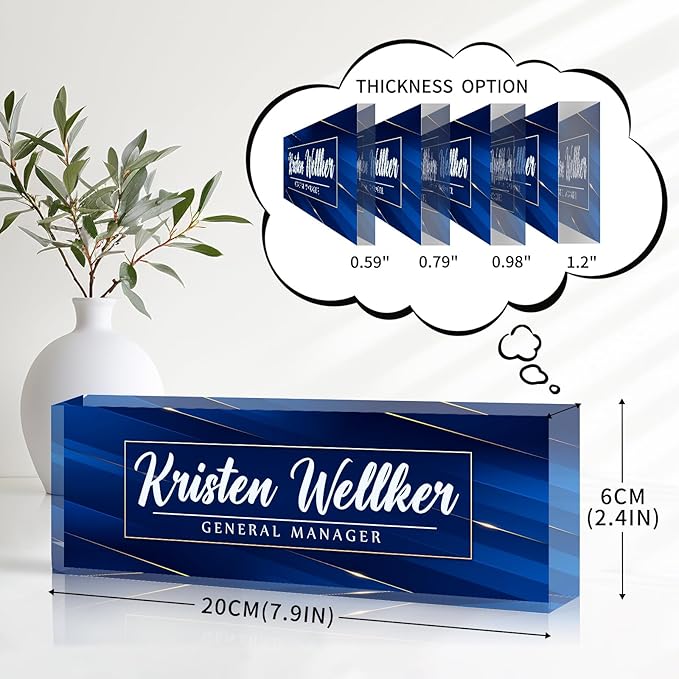 Desk Name Plate Personalized Name Plate for Desk, Office Desk Decor, 3D Style Personalized Plaque Name Plates for Desks Custom Appreciation Gifts for Boss Lady Employee Coworkers (Deep Blue)