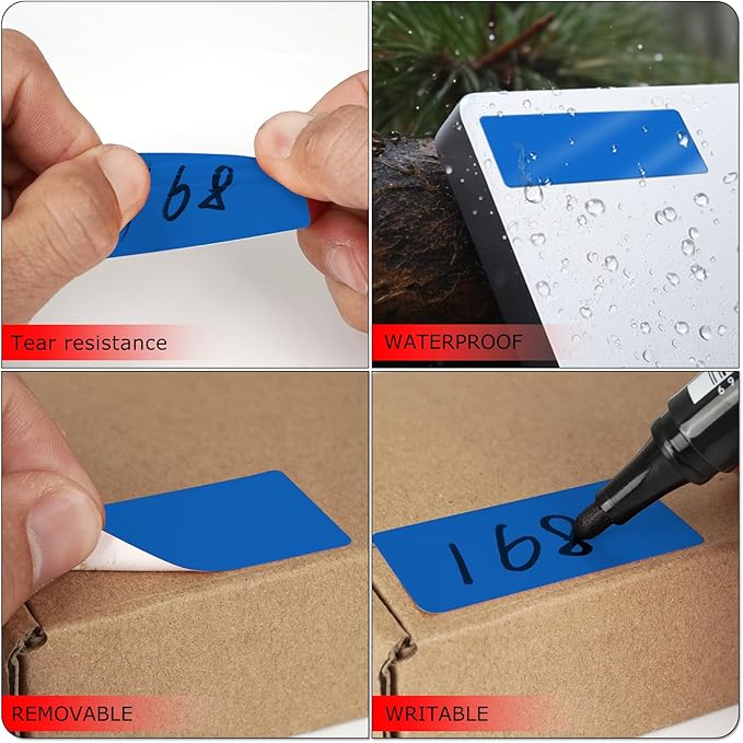 Meitaat Blue Rectangle Stickers 2 x 1 Inch Color Coding Labels Vinyl Roll Self-Adhesive Waterproof Removable 500 PCS