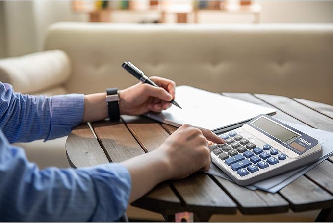 Desktop Calculator Extra Large 5-Inch LCD Display 12-Digit Big Number Accounting Calculator with Giant Response Button, Battery & Solar Powered, Perfect for Office Business Home Daily Use(6815-2pcs)