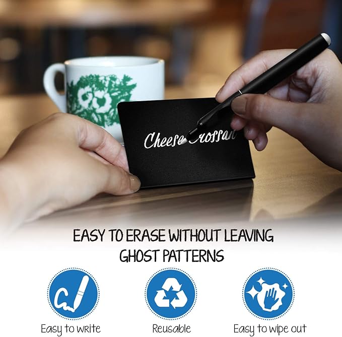 20 Pack Mini Chalkboard Signs for Food – Small 3x4 Tabletop Labels for Buffet - Wedding - Party or Catering – Reusable Plastic Black Display Stands for Chalk Board Food Tags