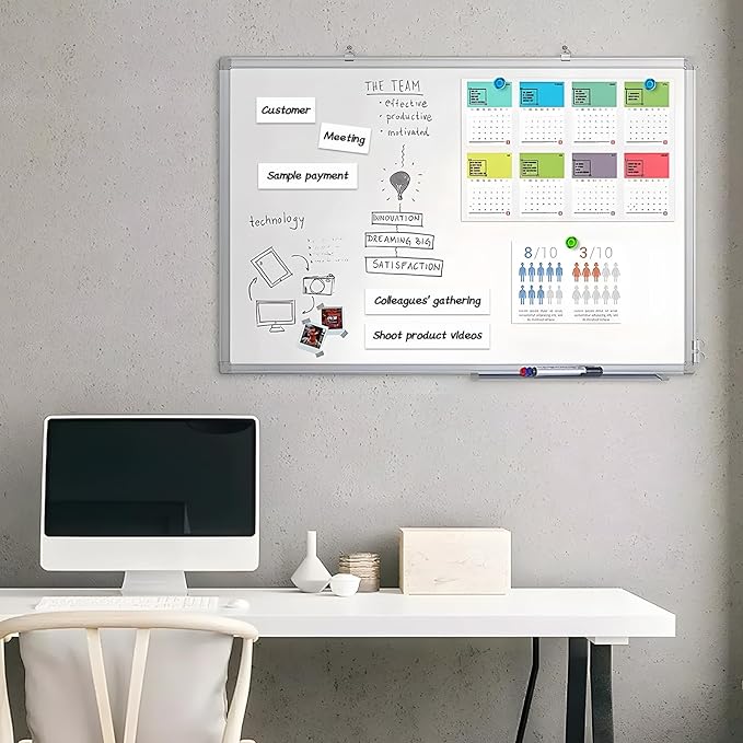 Magnetic Dry Erase Tape, 2" x 15ft Reusable Label Roll - Writeable & Self-Cut Magnetic Strips for Whiteboard, Toolbox, Cabinet Organization (Classroom, Garage, Warehouse)