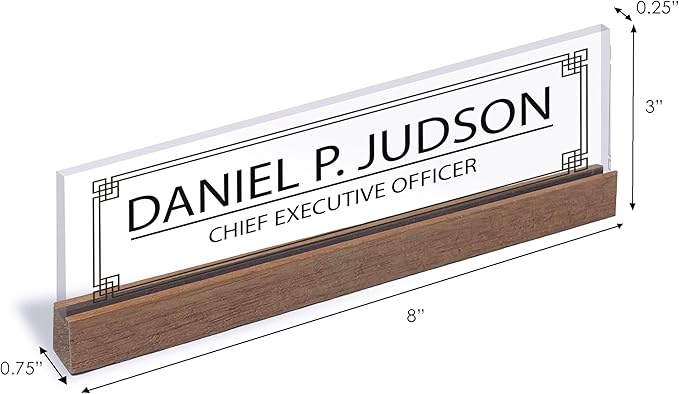 ARTBLOX | Office Personalized Name Plate Men Board Design On Clear Acrylic Glass for Desk with Business Card Holder