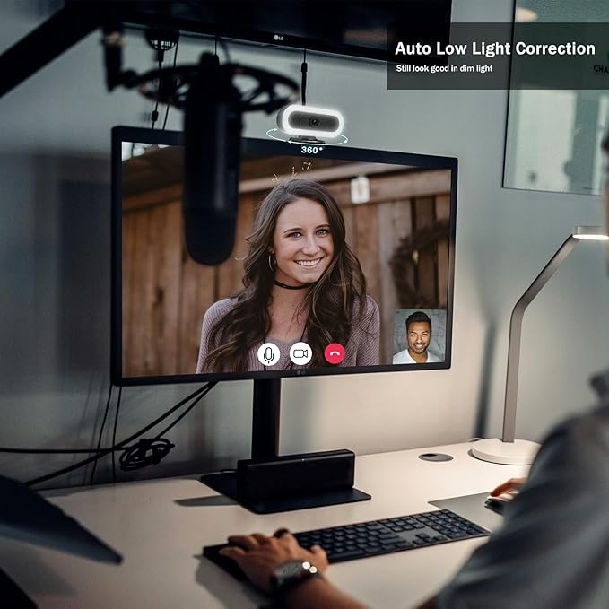 Hrayzan 2K USB C Camera Autofocus PC Webcam with Dual Microphones/Ring Light/Fill RGB Light/Cover, 65°FOV, Plug and Play Web-Cam Streaming Web Camera for Desktop Computer Laptop Mac Zoom