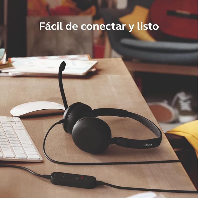 Jabra Evolve 10 Wired Headset with Noise-Cancelling Microphone for PC/Laptop Use, Easy USB-A Setup, TCO Certified, Lightweight Design, Inline Call/Volume Controls for Online Meetings, Black
