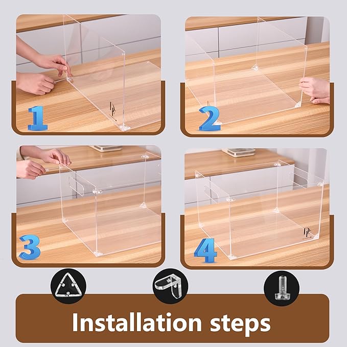 Acrylic File Holder Box with Handles - Clear Acrylic Hanging File Folder Box for Letter Size/A4 - Desktop Organizer for Office (Without Partition)