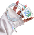 Lovely DIY Cable Protector for iPhone 18W/20W Charger,Cute Muguet Flowers Design Transparent Data Line Cable Saver, Phone Charging Protector for Apple Charger Case