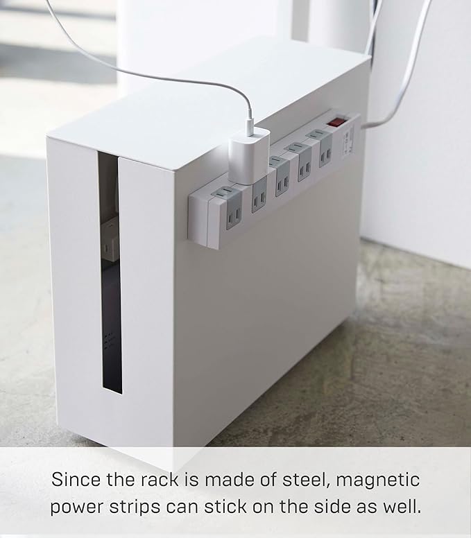 YAMAZAKI Home Tower Rolling Cable Management Cord Power Strip/Surge Protector Storage Organizer for Office Or Bedroom - Steel