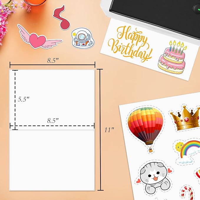 NefLaca 1000 Rounded Corner Half Sheet Labels, Self Adhesive Shipping Label for Laser and Ink Jet Printers, White Blank, 2 Labels Per Sheet (500 Sheet)