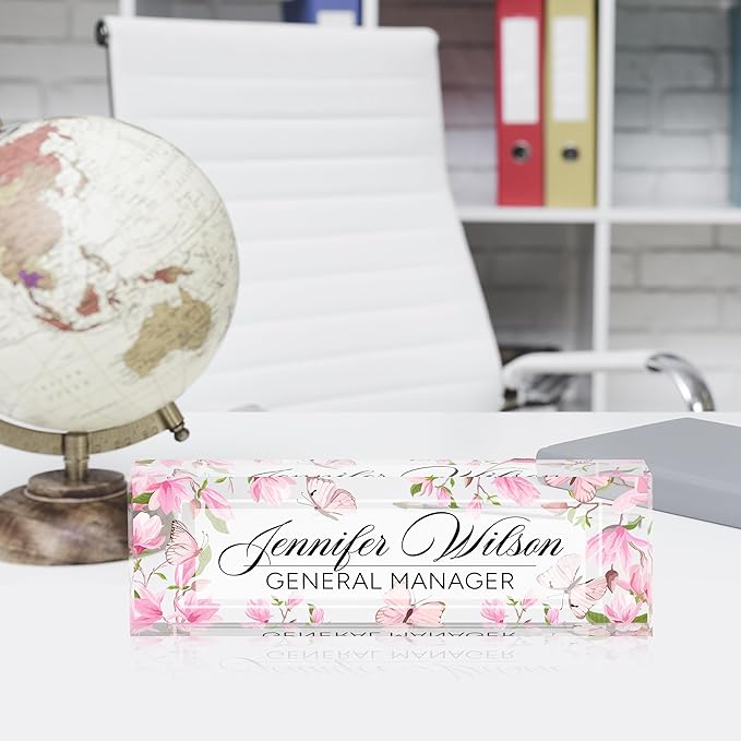 Desk Name Plate Personalized, Personalized Name Plate for Desk, Custom Office Desk Decor The Office Gifts for Women Men, Acrylic Desk Accessories Employee Appreciation Gifts for Boss, Manager, Teacher