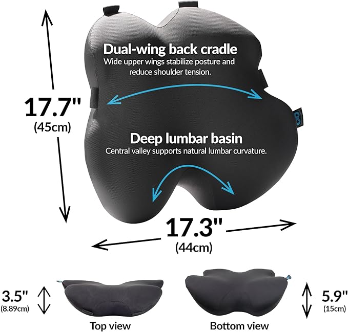 Everlasting Comfort Premium Lumbar Support Pillow for Office Chair - Elevate Series Back Cushion for Car Seat, Desk Chairs - Promotes Better Posture, Back Pain Relief - Work, Gaming & Home Essentials