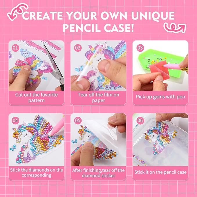 1PCS Clear Pencil Case, Plastic Pencil Box, Large Crayon Box, Craft Organizers and Storage, School Supplies for Boys and Girls with Stickers and Kit (Letter A Set)