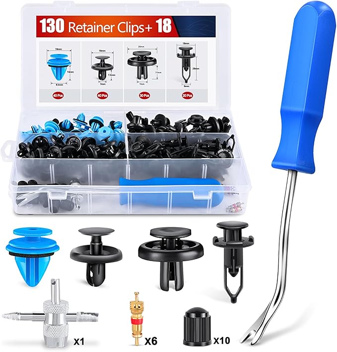 Nilight 148PCS Front Fender Liner Trim Panel Retainer Applications for Toyota 90467-10183 90467-10188 90467-07215 52161-02020 4-Way Tools Tire Caps Tire Cores