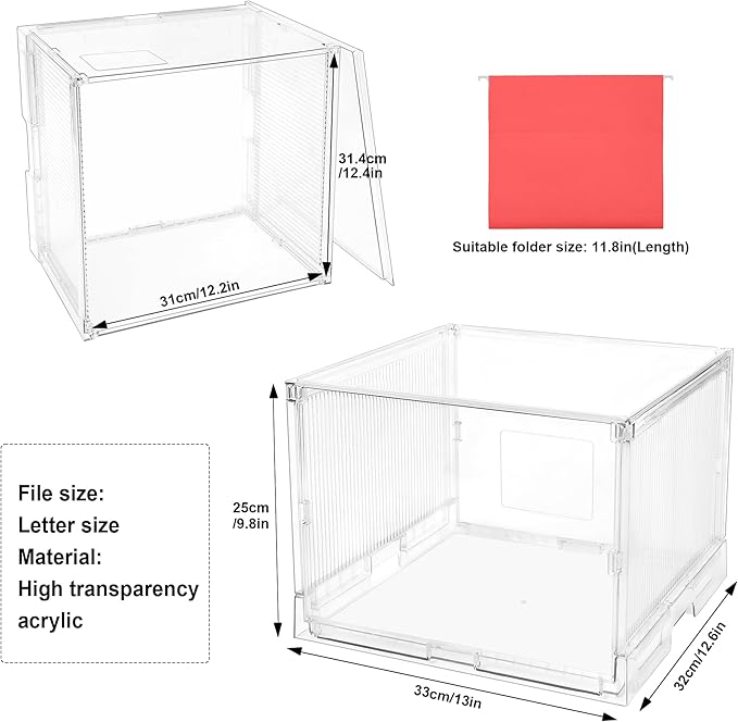 UMAIL File Box,Hanging File Organizer,Portable Storage Bins with Lids,Letter-size File Holder File Cabinet for Office/Home/Decor No Folders(3Pack)