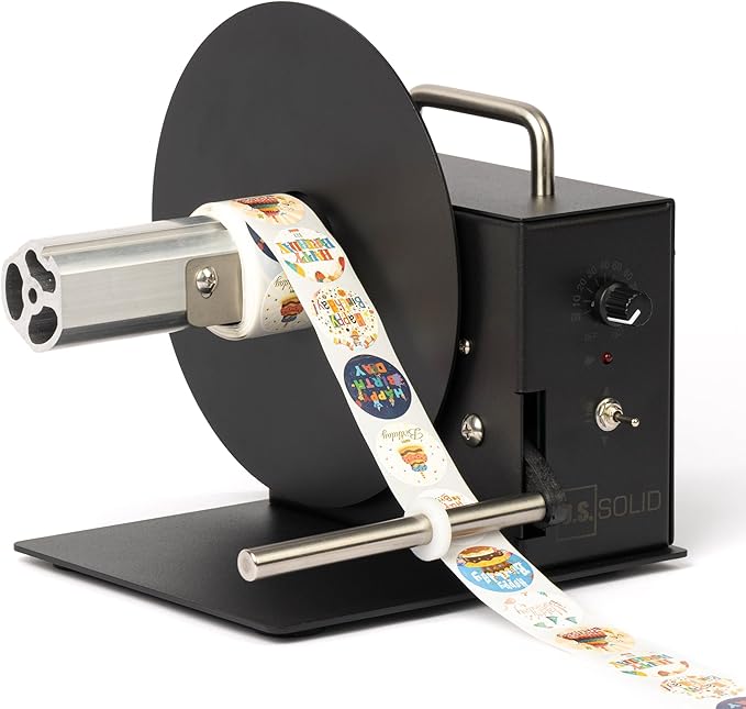 U.S. Solid Automatic Label Rewinder, 1.5"/3" Core Holder, 4.1" Wide, Roll Diameter 7", Bidirectional Rewinding