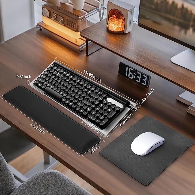Computer Keyboard Wrist Rest Bracket, Memory Foam Keyboard Wrist Rest Set, Non-Slip Silicone Base, pergonomic and Convenient Typing, ain Relief,Suitable for Office, Work, Gaming (Acrylic)