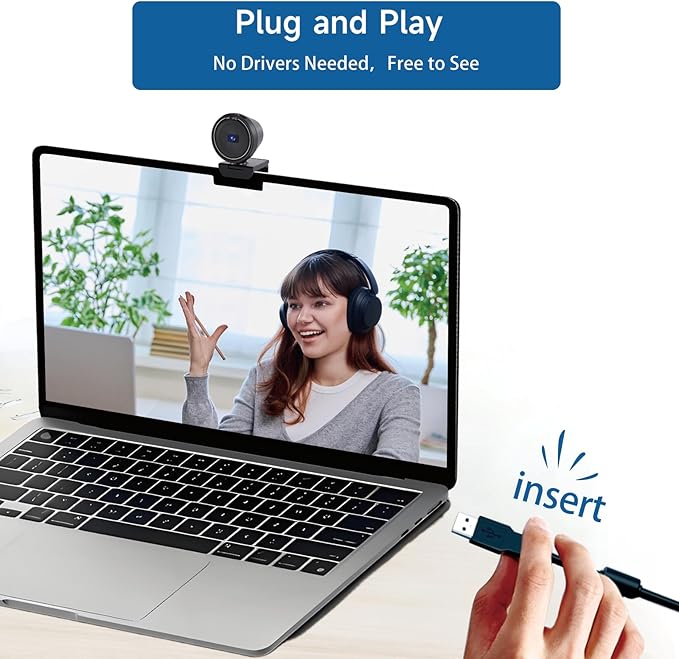 Combess 4K Webcam with Speaker & Microphone - 85° Wide Angle Web Camera for PC/Desktop, Auto Focus, Dual Noise Cancelling Mics, Privacy Cover, USB Plug-and-Play