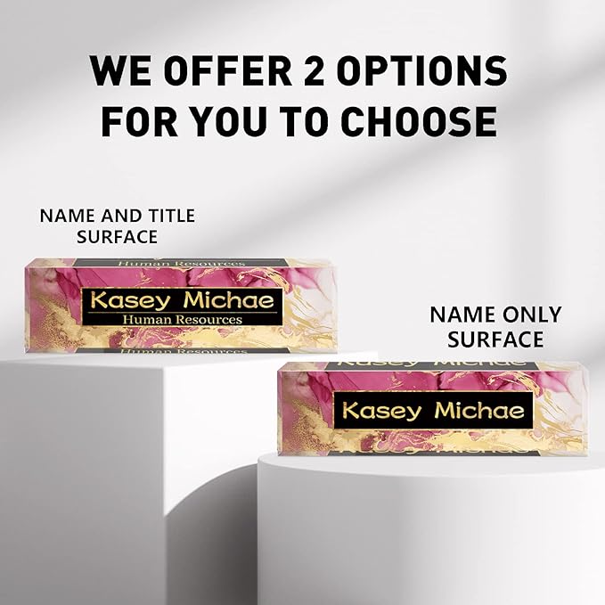 SalaGraphics Desk Name Plate Personalized, Custom for Desk, Office Decor Women Men, Acrylic Accessories, Gifts Coworkers Boss Teacher, Employee Appreciation (Red/Gold) 8”(L)x2.5(W)