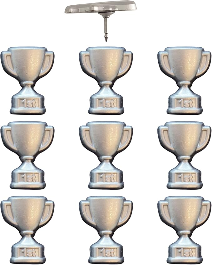 1st Place Trophy Push Pins - Silver First Place Trophy Map Pins for Cork Boards, Maps, or Lapel Use - Designed in USA - Set of 20