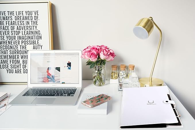 SKYDUE 5 Pocket Expanding File Folder, Letter Size Portable Accordion Folders for Documents for School Office, White