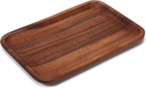 2PCS Serving Wood Valet Tray for Men Women, Catch All Acacia Mens Key Dump Bedside Nightstand Organizer EDC Decorative Wooden Tray for Phone Watch Wallet Keys
