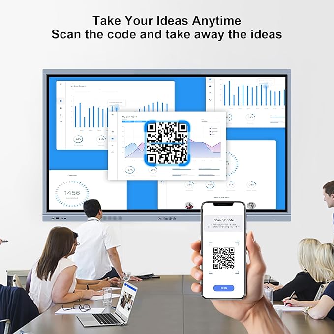 55'' Smart Board, 8+256 GB Interactive Whiteboard, 4K Electronic Digital Whiteboard with Dual System, Android iOS 12.0, Touchscreen Smart Board for Classroom, Office and Home (Wall Mount Included)