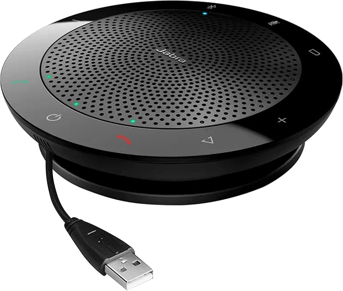 Jabra Speak 510 UC - Portable USB & Bluetooth Conference Speakerphone for Business, Remote Work & Meetings - Zoom & Google Meet Certified - Boomph's Ultimate Cloth Solution for Crystal Clear Sound