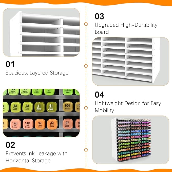 Marker Storage Organizer, Marker Holder for 252 Markers, Pens, Watercolor Brushes, and Colored Pencils – Desktop Art Supply Organizer for Home, Office, and Classroom