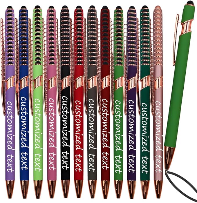 Yucold Bulk Custom Personalized Pens with Name & Logo Printing Personalized custom ballpoint pen for Business, Graduation Gifts & Party Events (Multicolor,15)