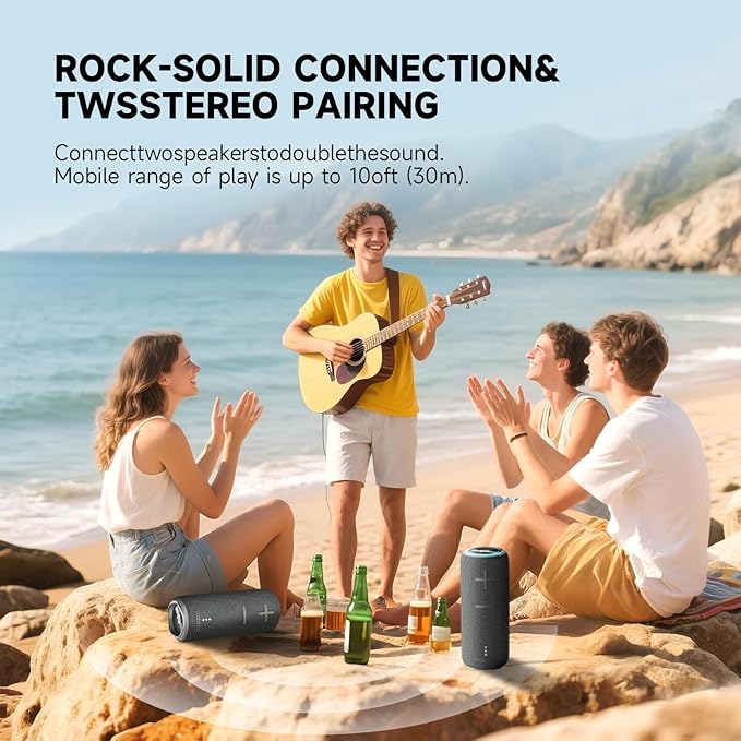 TAZATA Portable Bluetooth Speaker, 30W 360° Surround Sound IPX7 Waterproof Wireless Golf Speakers,Outdoor Loud TWS Speaker for Beach,Party,Camping,Birthday Valentines Gifts