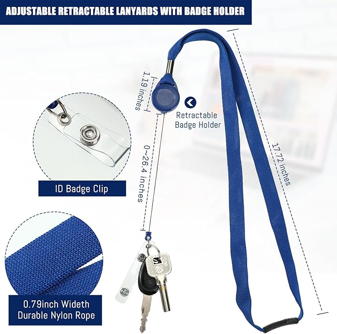 Windyun 72 Pcs Breakaway Lanyard with Safety ID Bulk Retractable Lanyards Flat Neck Straps (Blue)